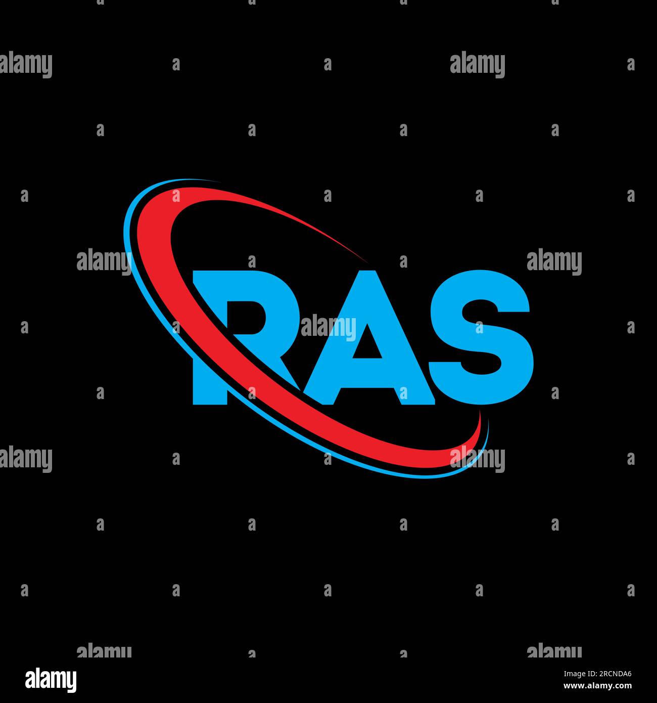 Logo RAS. Lettera RAS. Logo RAS Letter. Logo RAS con logo circolare e monogramma maiuscolo. Tipografia RAS per tecnologia, attività commerciali Illustrazione Vettoriale