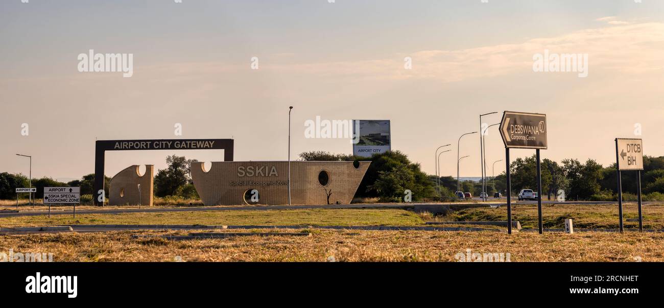 Gaborone, Sud Est, Botswana, 28 aprile 2023, zona economica speciale SSKIA vicino all'aeroporto Foto Stock