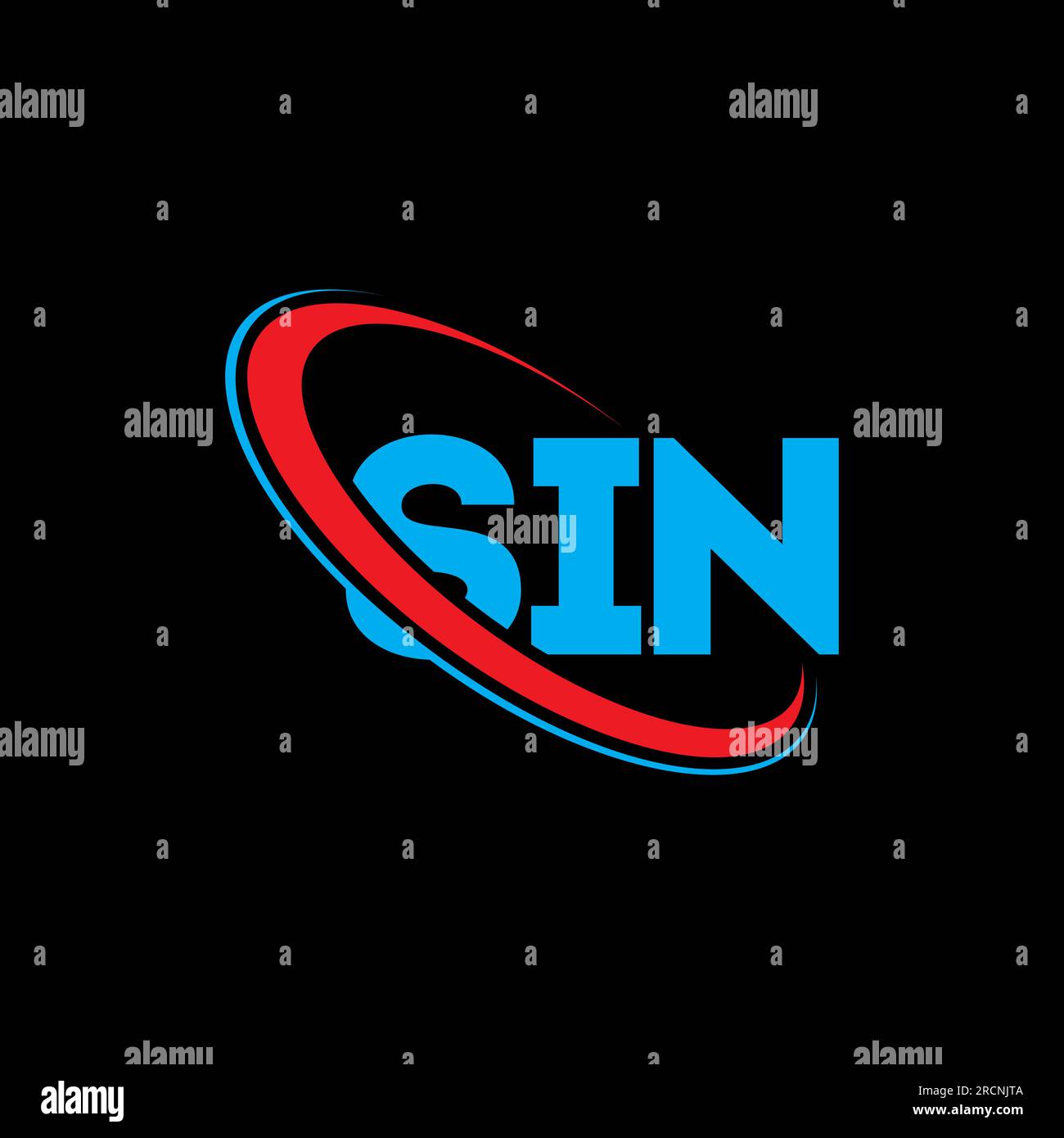 Logo SIN. Lettera di PECCATO. Logo SIN Letter. Logo SIN iniziali associato a un logo con cerchio e monogramma maiuscolo. SINTIPOGRAFIA per tecnologia, affari Illustrazione Vettoriale