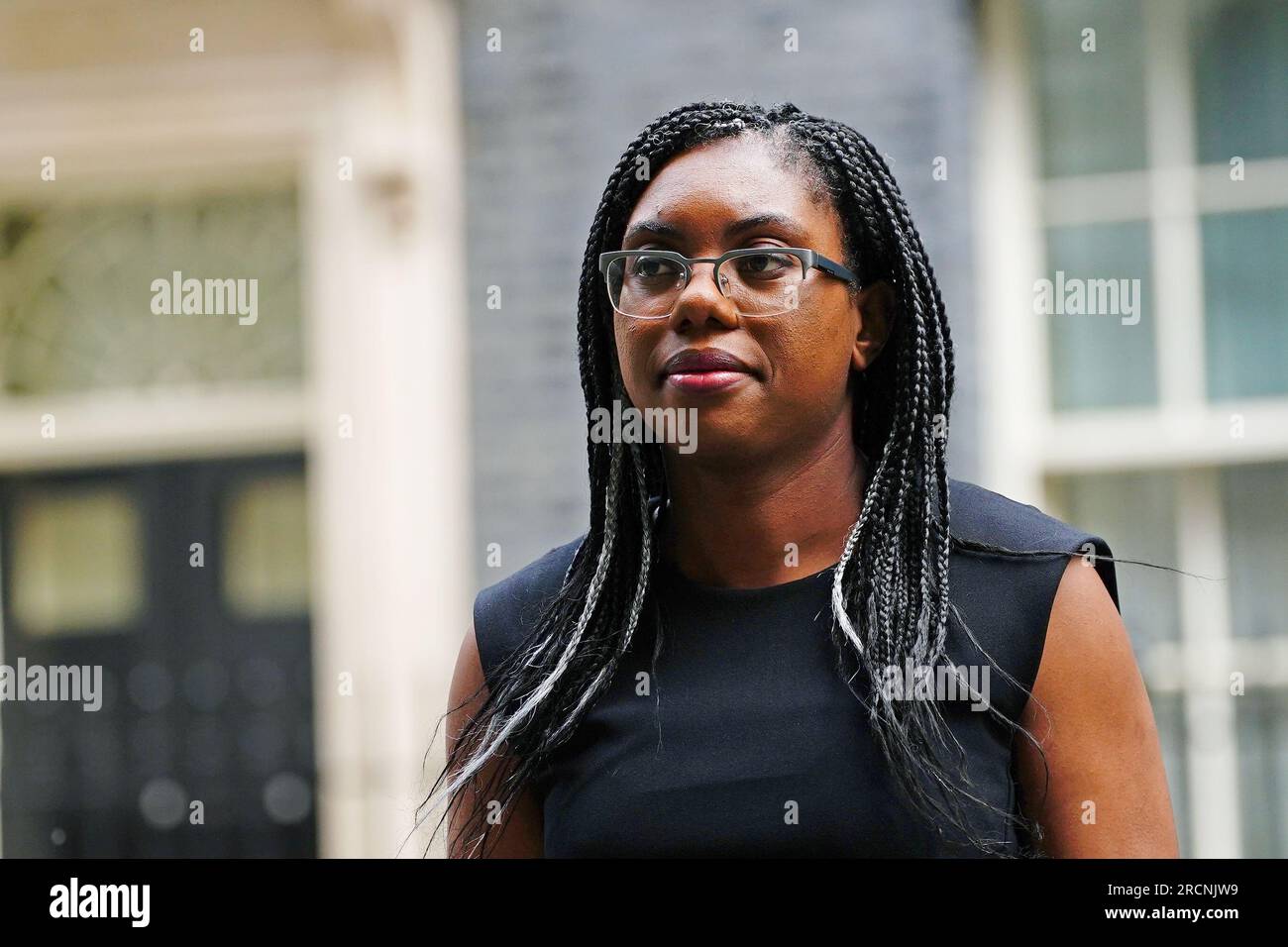 Foto del file datata 27/06/23 del Segretario di Stato per gli affari e il commercio Kemi Badenoch, che ha firmato l'adesione del Regno Unito a un importante blocco commerciale indo-Pacifico, portando le imprese britanniche a un passo avanti verso la possibilità di vendere a un mercato di 500 milioni di persone con meno barriere. Foto Stock