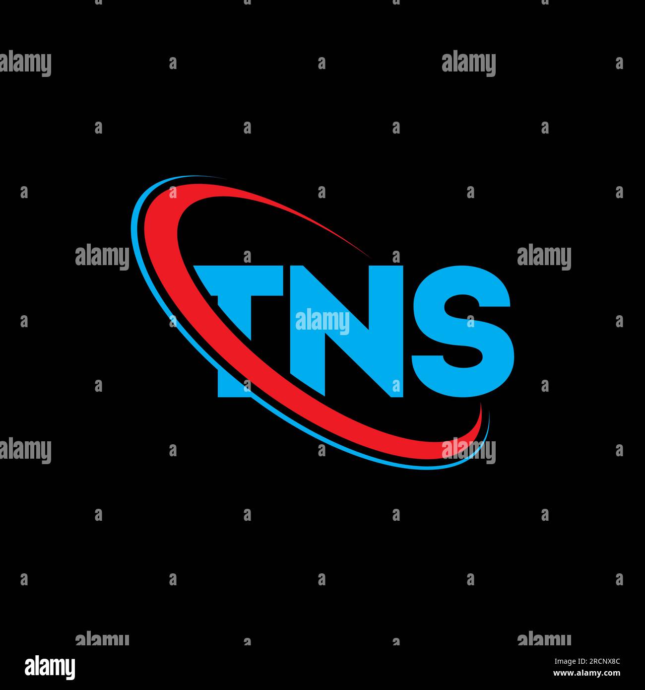 Logo TNS. Lettera TNS. Logo TNS Letter. Iniziali logo TNS associato a un logo con cerchio e monogramma maiuscolo. Tipografia TNS per tecnologia, attività commerciali Illustrazione Vettoriale