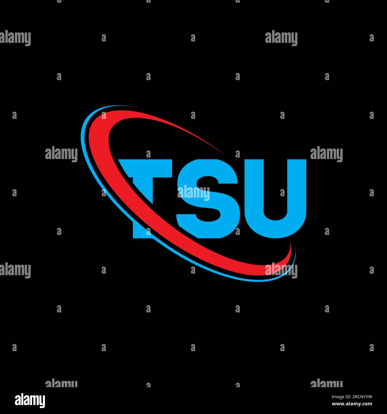 Logo TSU. Lettera TSU. Logo TSU Letter. Iniziali logo TSU associato a un logo con cerchio e monogramma maiuscolo. Tipografia TSU per tecnologia, attività commerciali Illustrazione Vettoriale