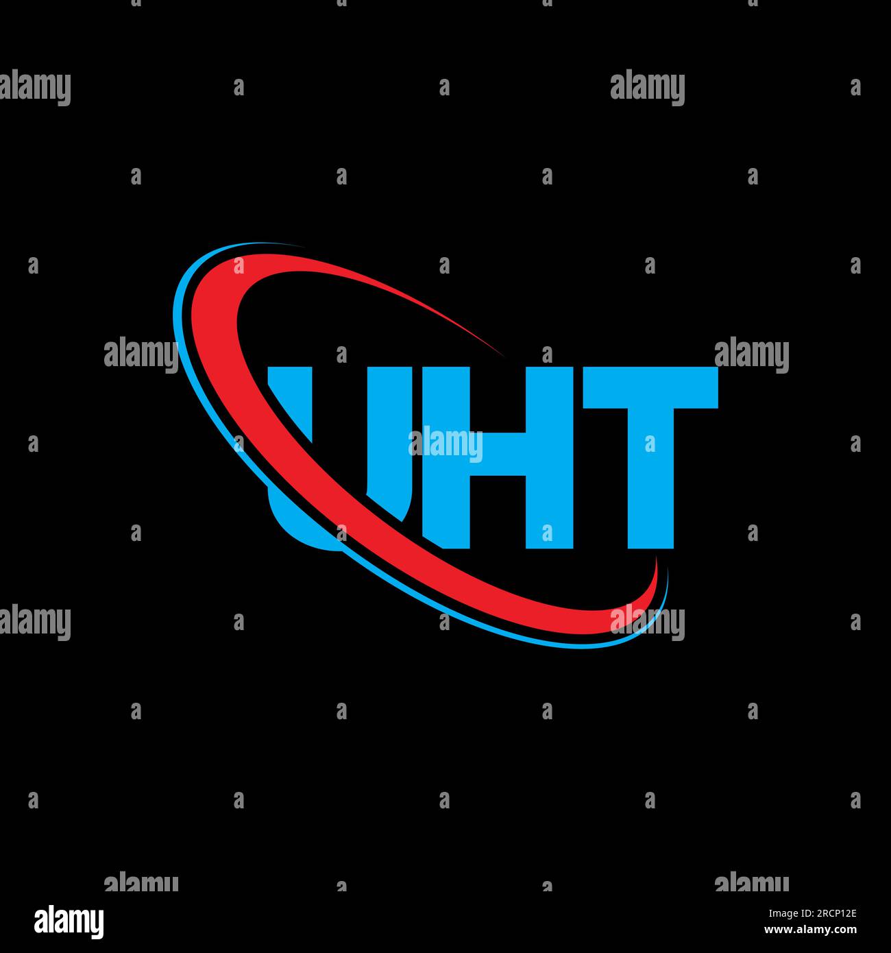 Logo UHT. Lettera UHT. Logo UHT Letter. Logo UHT con logo circolare e monogramma maiuscolo. Tipografia UHT per la tecnologia, le aziende Illustrazione Vettoriale