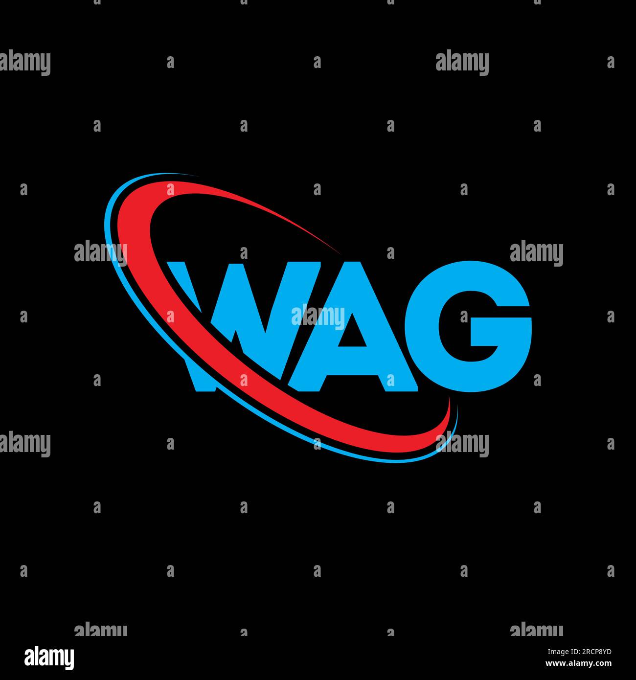 Logo WAG. Lettera WAG. Logo WAG Letter. Iniziali logo WAG associato a un cerchio e un monogramma maiuscolo. Tipografia WAG per tecnologia, affari Illustrazione Vettoriale