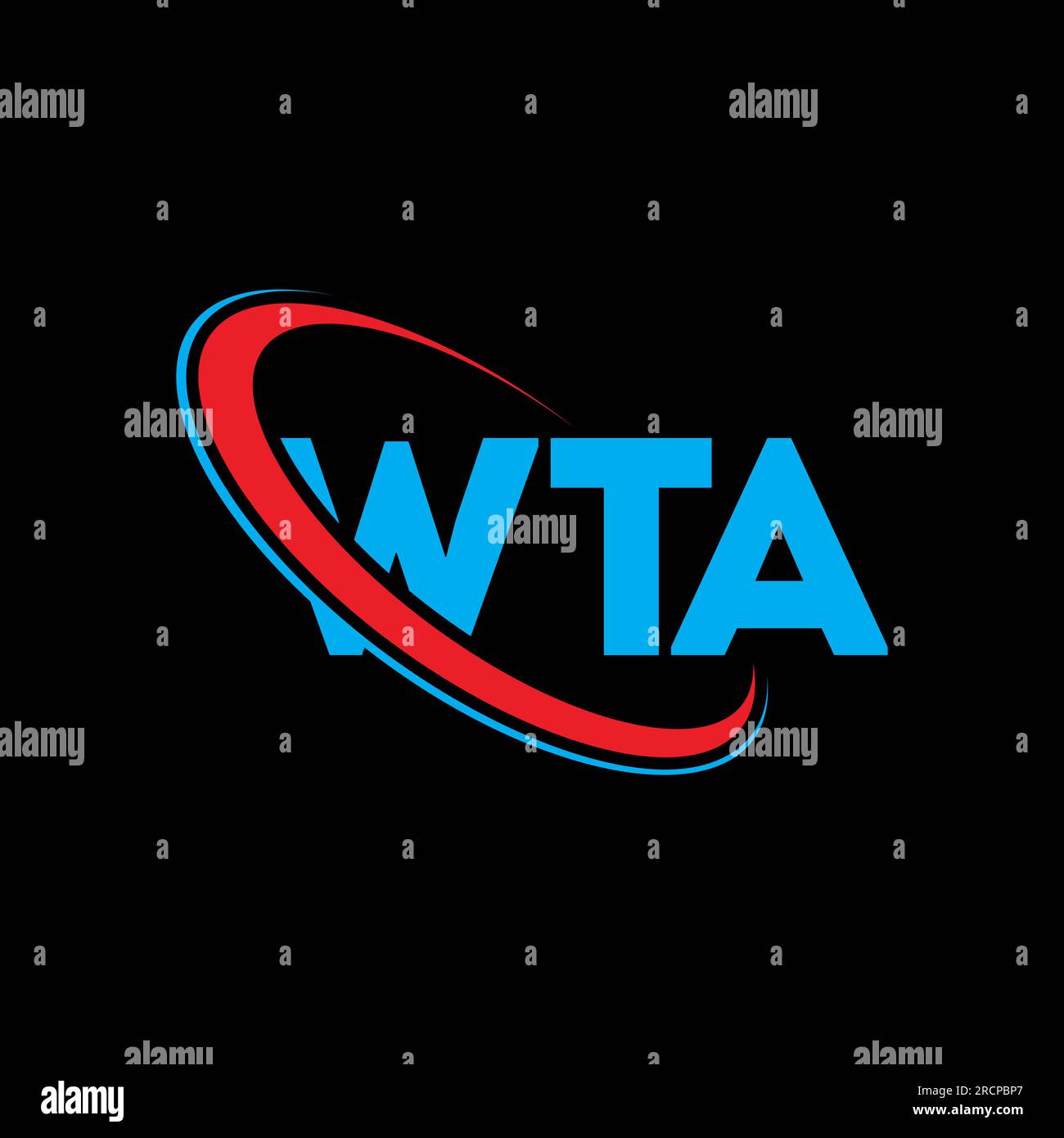 Logo WTA. Lettera WTA. Logo WTA Letter. Iniziali logo WTA con cerchio e logo monogramma maiuscolo. Tipografia WTA per tecnologia, attività commerciali Illustrazione Vettoriale