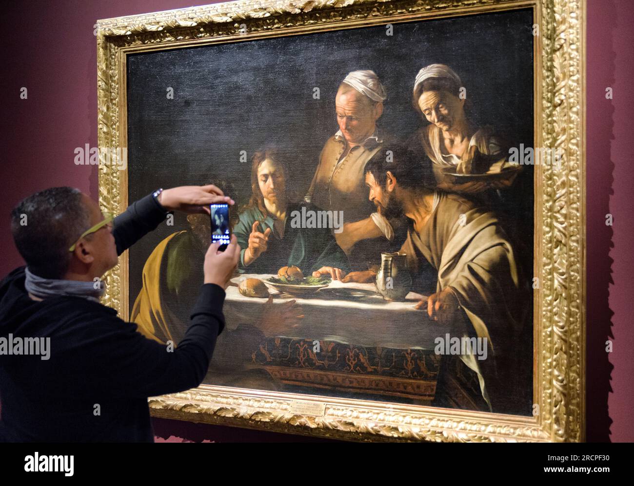 Milano, Italia - 14 aprile 2018: Caravaggio dipinge cena all'Emmaus nella Pinacoteca di Brera Foto Stock