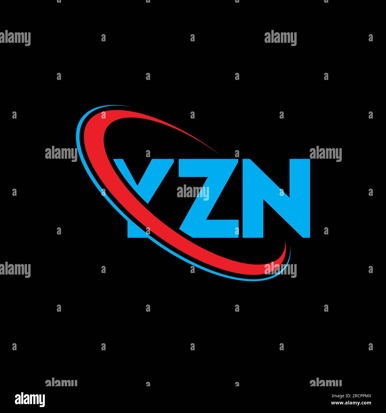 Logo YZN. Lettera YZN. Logo YZN Letter. Iniziali logo YZN collegato con cerchio e logo monogramma maiuscolo. YZN tipografia per tecnologia, attività commerciali Illustrazione Vettoriale