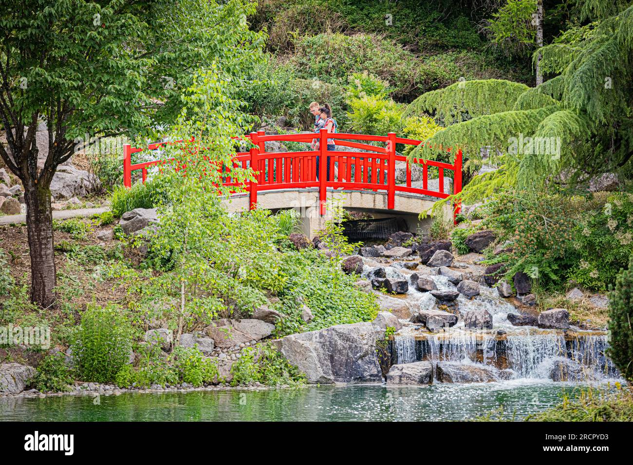 Le jardin japonais à Digione en début d'été. Il giardino giapponese a Digione all'inizio dell'estate. Foto Stock