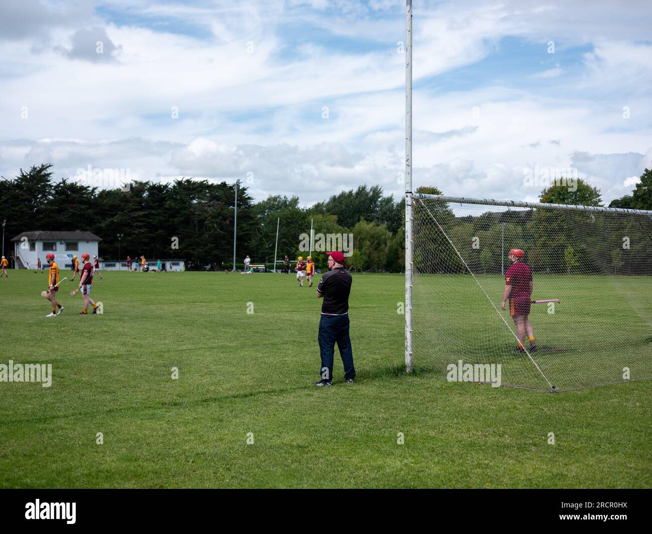 Una partita di hurling a Dublino, Irlanda. Foto Stock