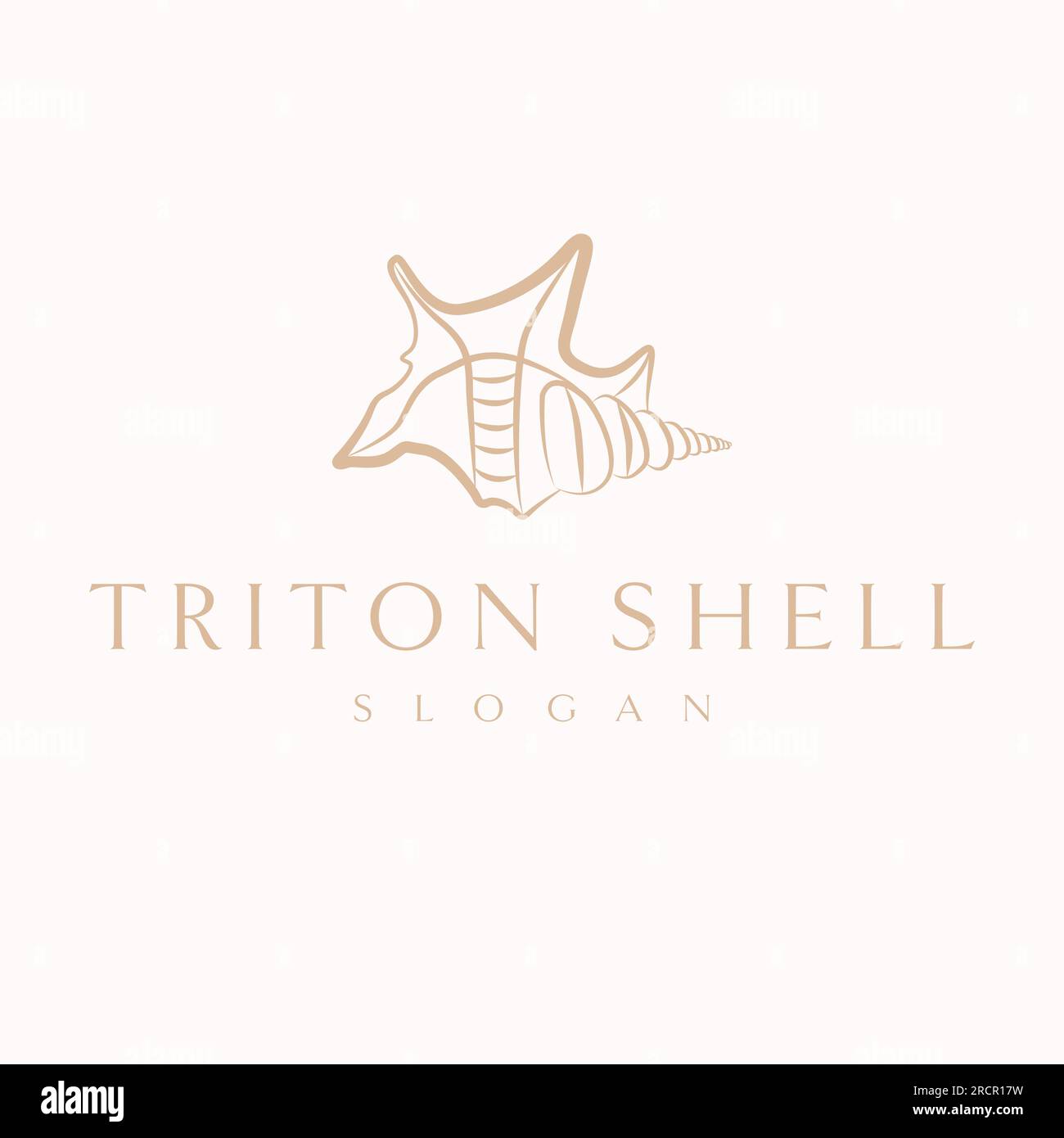 Logo vettoriale con guscio Triton. Modello di logo da viaggio bohémien. Illustrazione Vettoriale