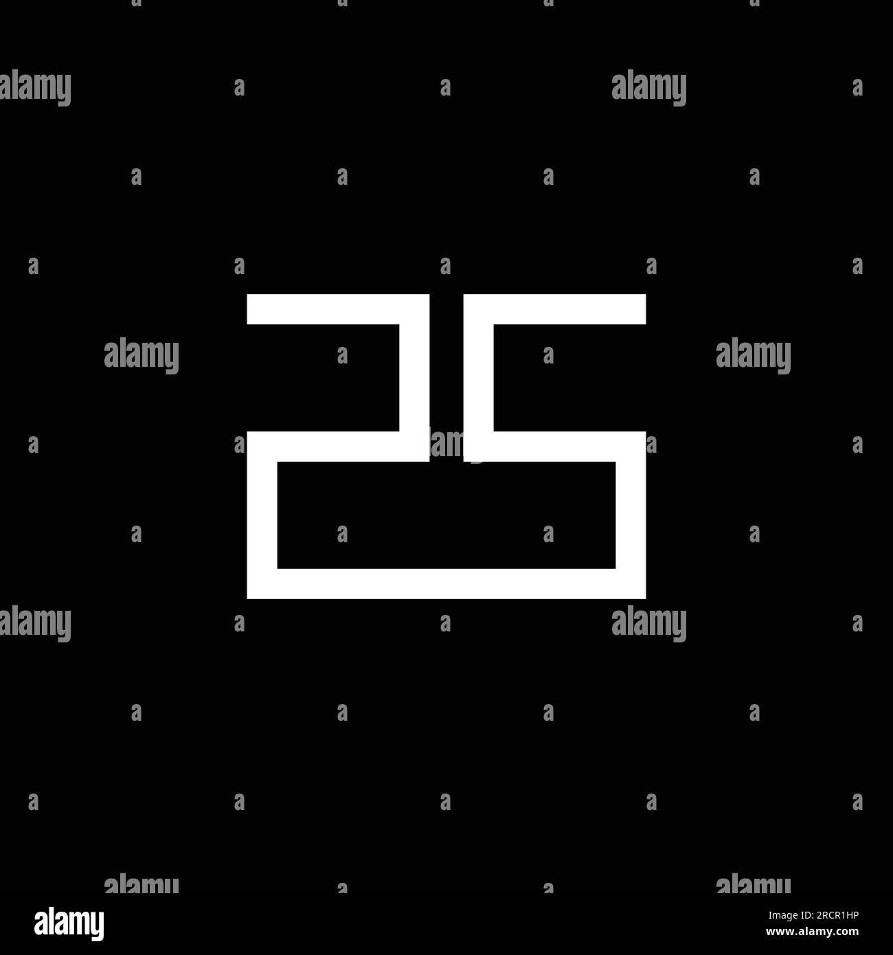 eps10 numero vettoriale 25 o modello di design del logo ss con lettere iniziali. simbolo o icona 2s isolato su sfondo nero Illustrazione Vettoriale
