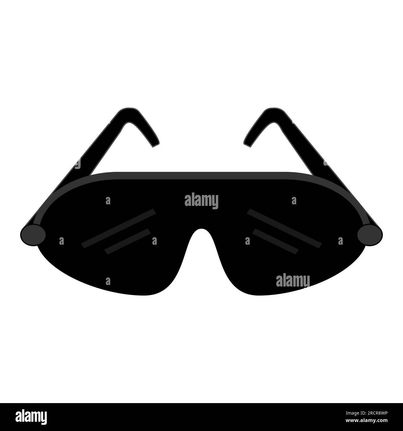 Occhiali di protezione neri. Occhiali di protezione per lo sport. Illustrazione vettoriale su sfondo bianco. Occhiali di sicurezza contro il maltempo, il vento e la neve. Illustrazione Vettoriale