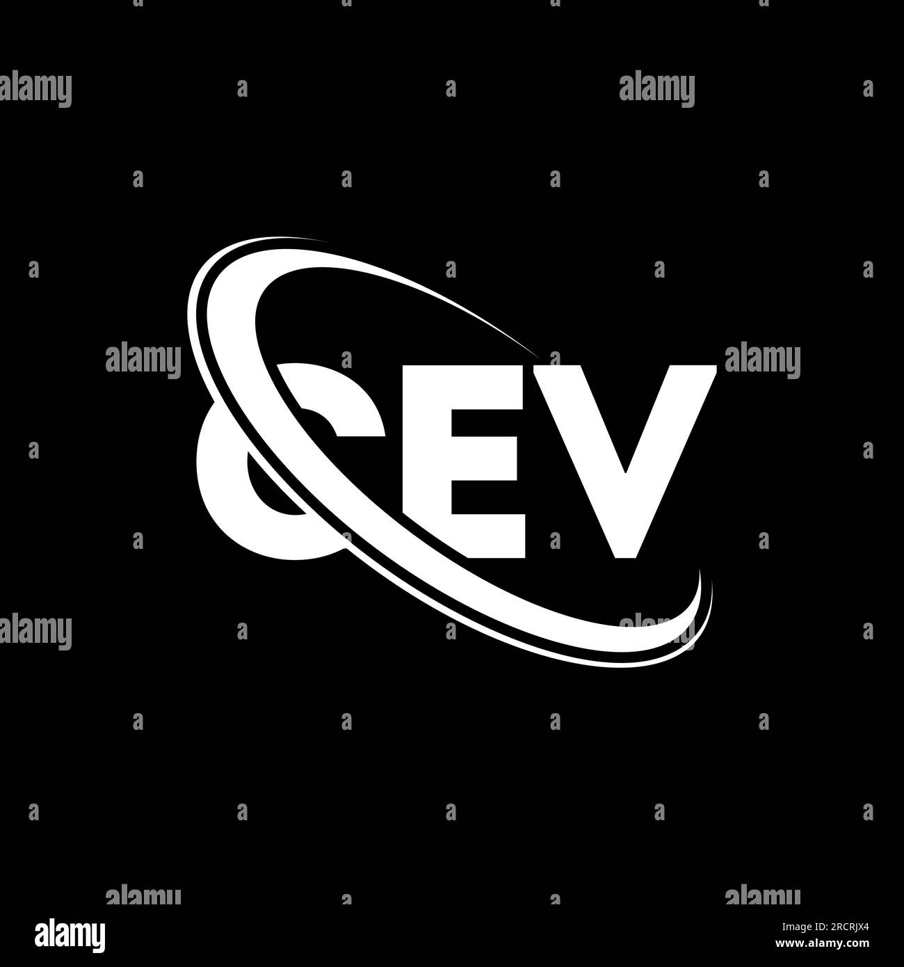 Logo CEV. Lettera CEV. Logo CEV Letter. Iniziali logo CEV con cerchio e monogramma maiuscolo. Tipografia CEV per tecnologia, attività commerciali Illustrazione Vettoriale