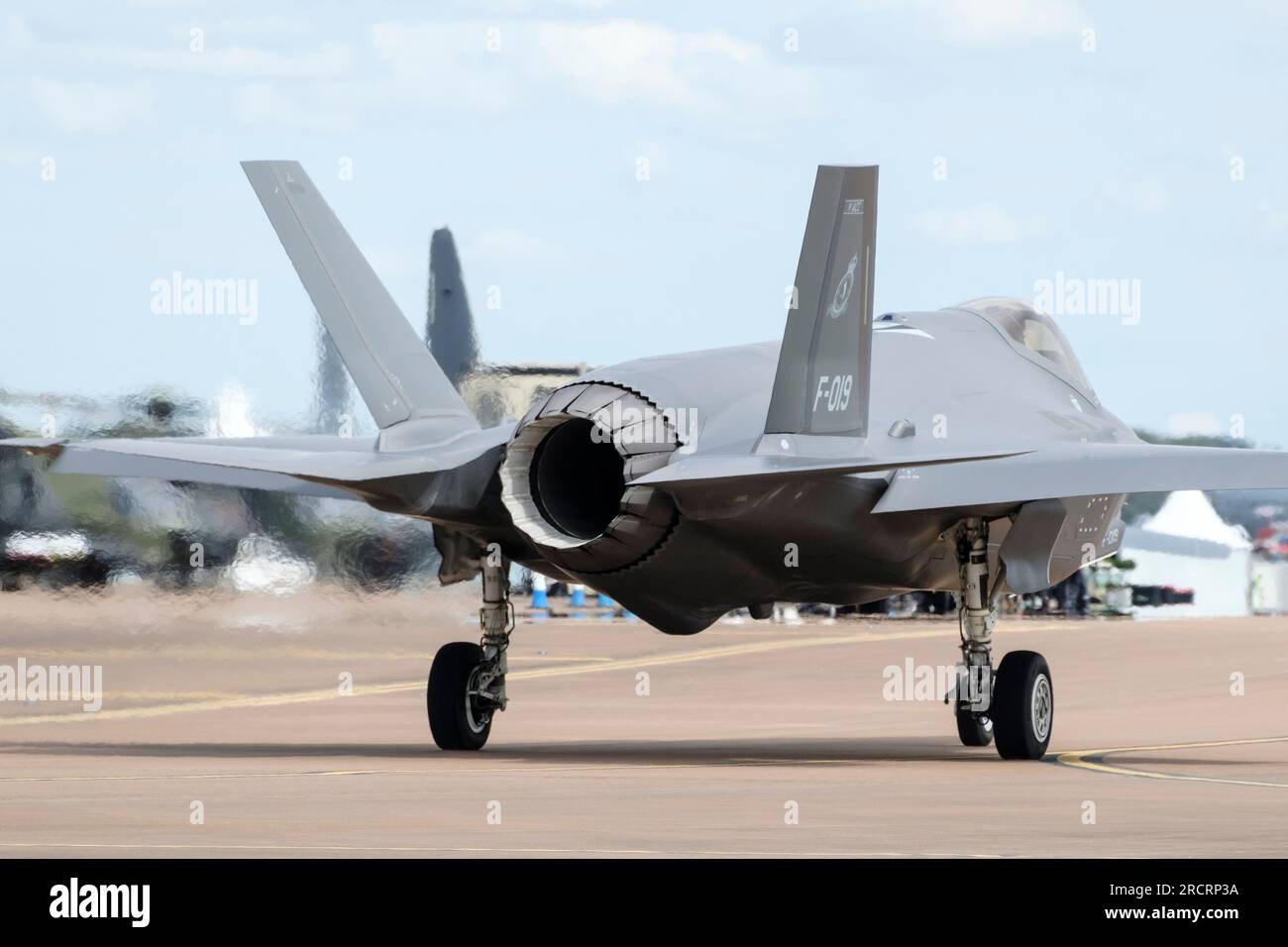 Royal Netherlands Air Force F-35A Lightning II arriva al Fairford Internalional Air Tattoo del 2023 Foto Stock