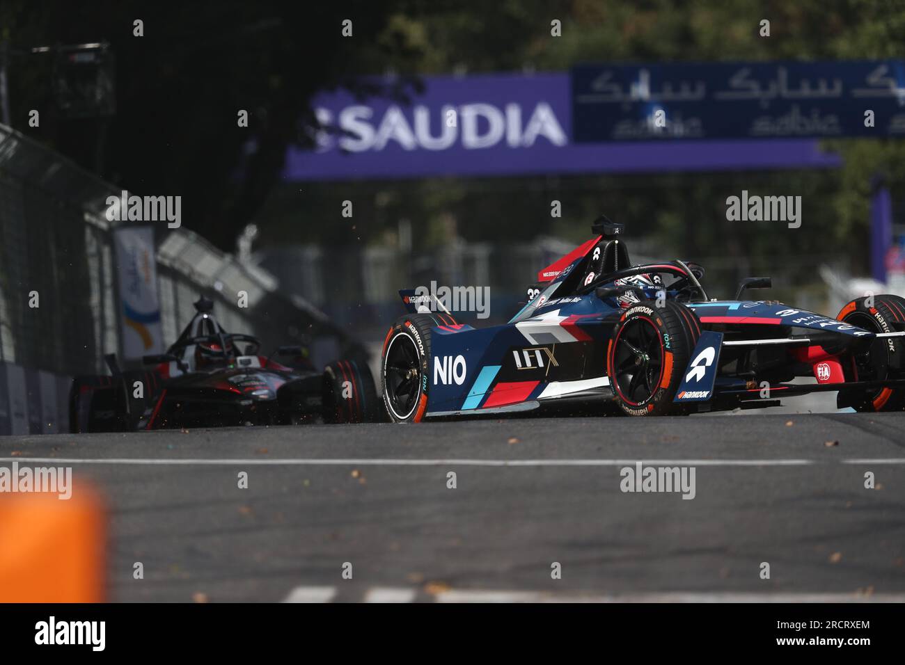 Roma, . 16 luglio 2023. Roma, Italia 16.07.2023: 2022/23 ABB FIA Formula e World Drivers' Championship Hankook Roma e-Prix giro della 14a prova. Credito: Agenzia fotografica indipendente/Alamy Live News Foto Stock