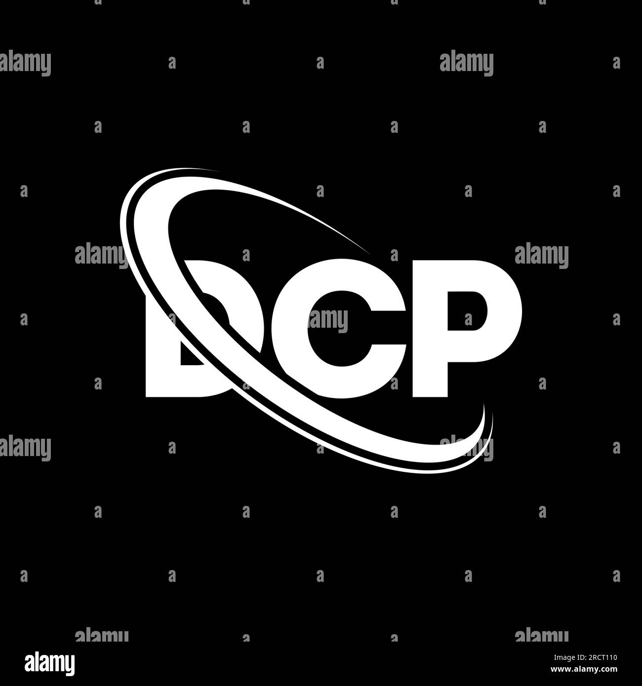 Logo DCP. Lettera DCP. Logo DCP Letter. Iniziali logo DCP associato a un cerchio e un monogramma maiuscolo. Tipografia DCP per tecnologia, attività commerciali Illustrazione Vettoriale