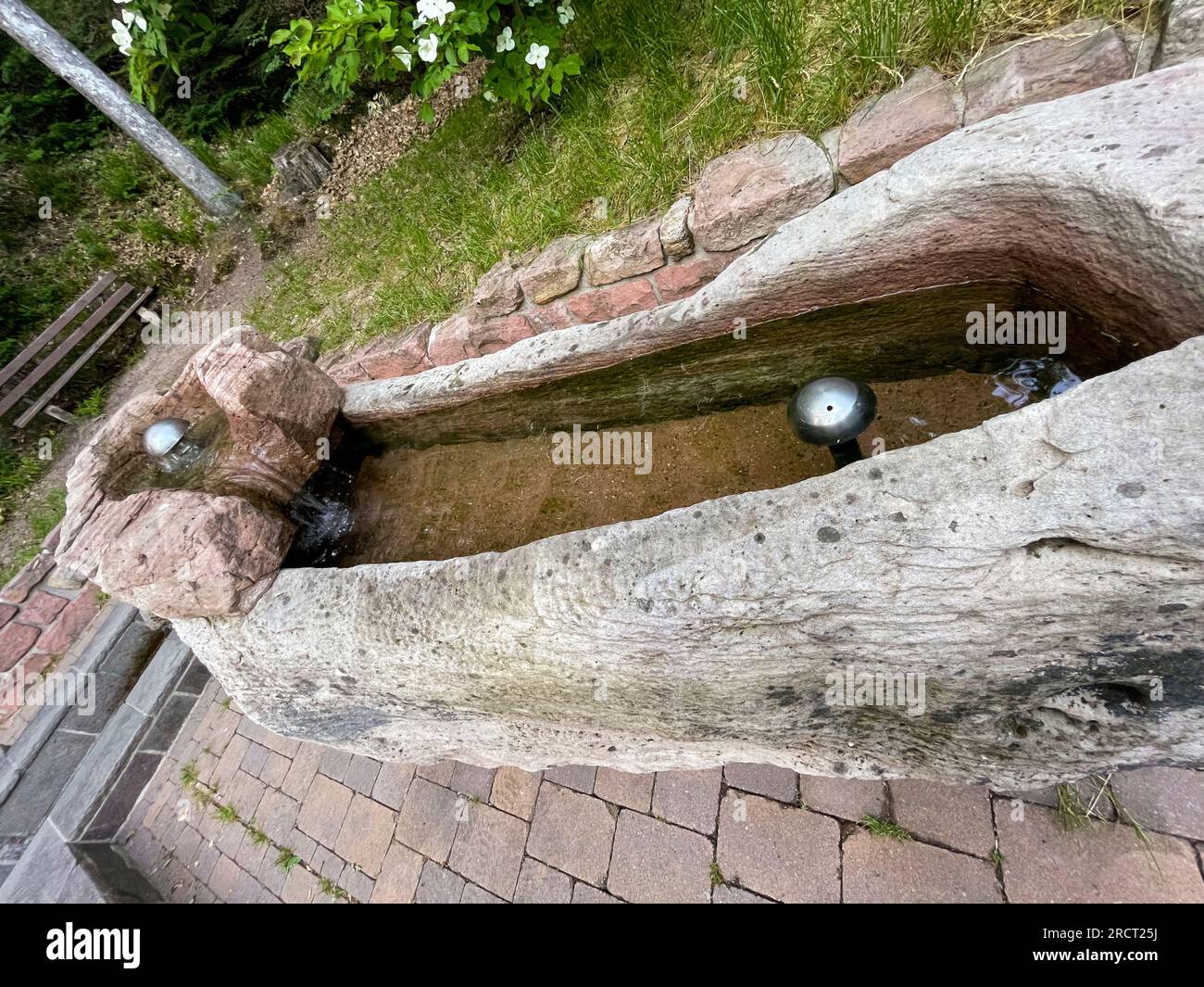 Öffentliches Kneipp Becken am Fuße des Hausberges Merkur nel Baden-Baden Foto Stock