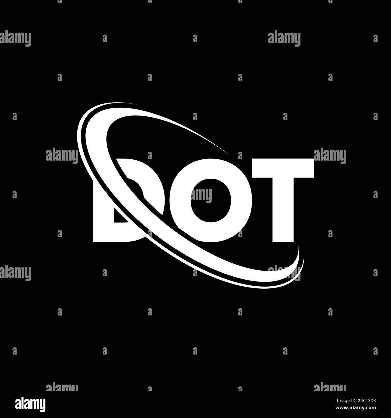 Logo DOT. PUNTO. Logo A lettere. Logo DOT iniziali associato a un cerchio e un monogramma maiuscolo. Tipografia A PUNTI per la tecnologia, le attività commerciali Illustrazione Vettoriale