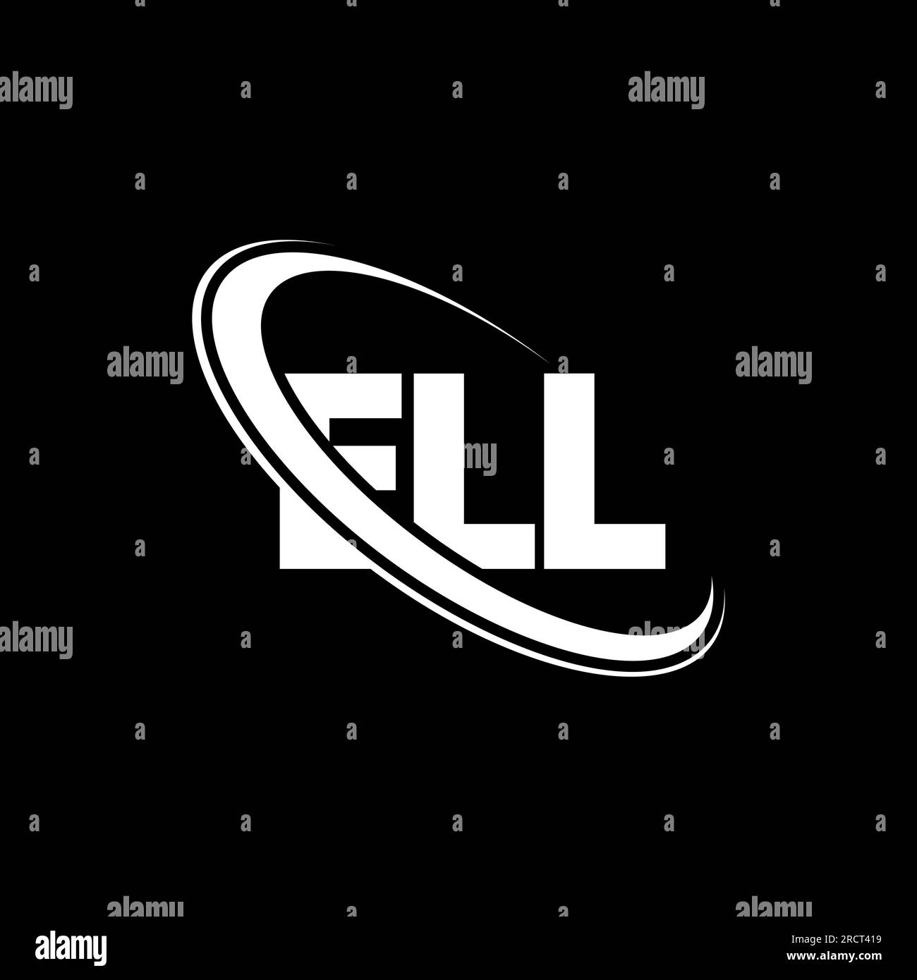 Logo ELL. SCRIVI lettera. Logo ELL Letter. Le iniziali INDICANO il logo associato a un cerchio e un monogramma maiuscolo. ELL tipografia per tecnologia, affari Illustrazione Vettoriale