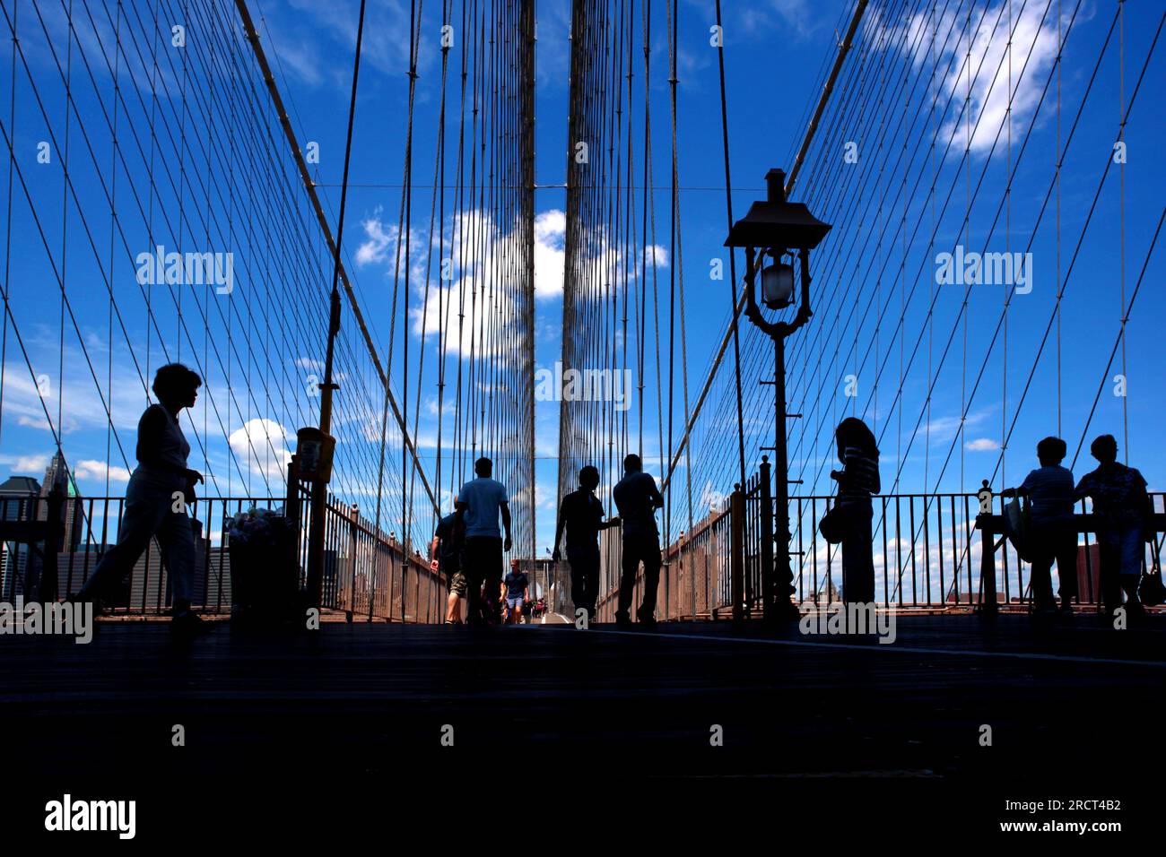 Ponte di Brooklyn, Manhattan, Lower Manhattan Brooklyn, New York, Stati Uniti Foto Stock