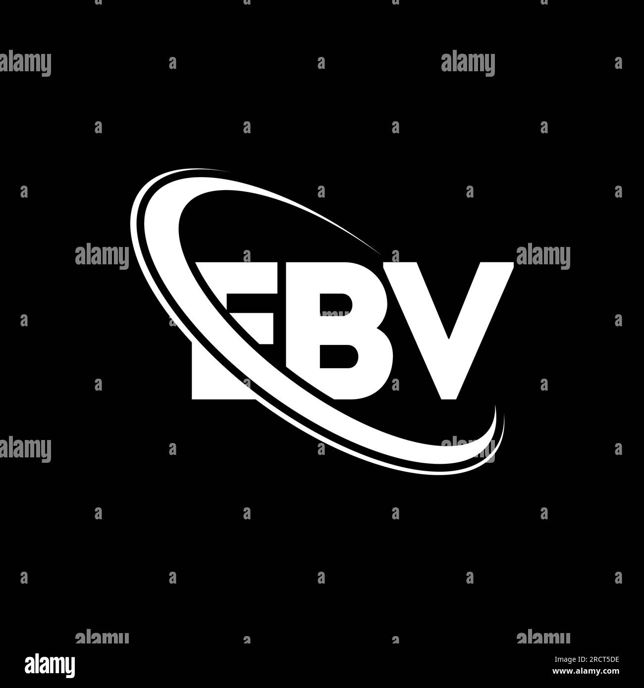Logo EBV. Lettera EBV. Logo EBV Letter. Iniziali logo EBV associato a un logo con cerchio e monogramma maiuscolo. Tipografia EBV per tecnologia, attività commerciali Illustrazione Vettoriale