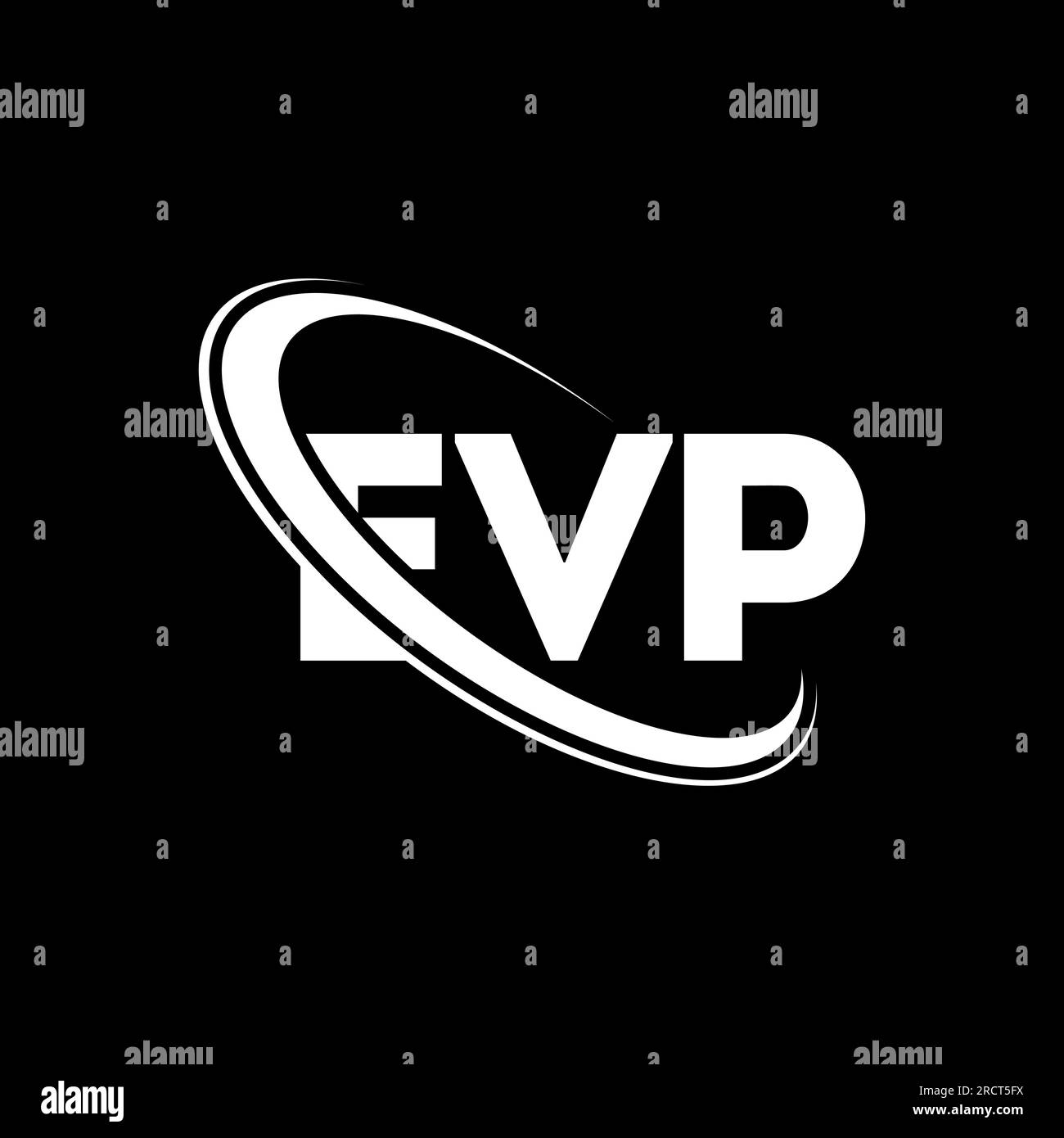 Logo EVP. Lettera EVP. Logo EVP Letter. Iniziali del logo EVP abbinate al logo del cerchio e al logo del monogramma maiuscolo. Tipografia EVP per tecnologia, attività commerciali Illustrazione Vettoriale