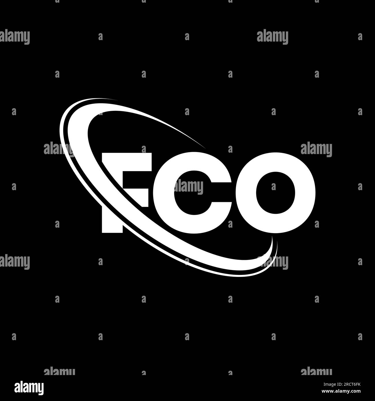 Logo FCO. Lettera FCO. Logo FCO Letter. Iniziali logo FCO con cerchio e monogramma maiuscolo. Tipografia FCO per tecnologia, attività commerciali Illustrazione Vettoriale
