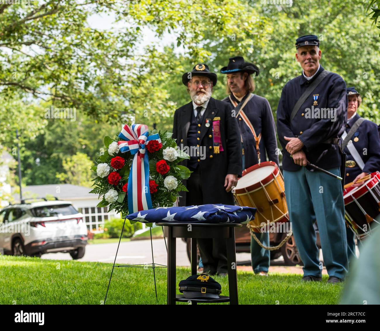 Cerimonia in onore della vita di George Washington Dugan, l'unico uomo nero di Concord ad arruolarsi nella guerra civile. Foto Stock