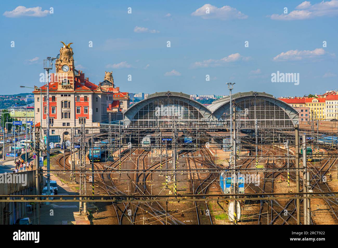 Praga, Repubblica Ceca. 9 luglio 2023. Vista della stazione ferroviaria principale di Praga Foto Stock