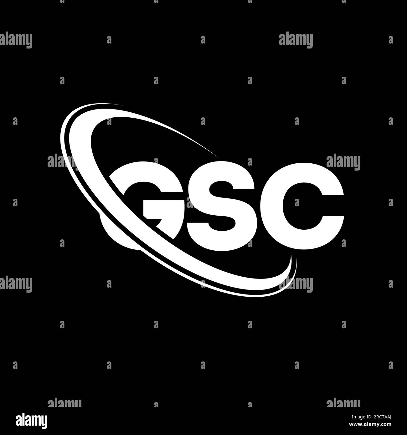 Logo GSC. Lettera dell'SGC. Logo GSC Letter. Iniziali logo GSC associato a un logo con cerchio e monogramma maiuscolo. Tipografia GSC per tecnologia, attività commerciali Illustrazione Vettoriale