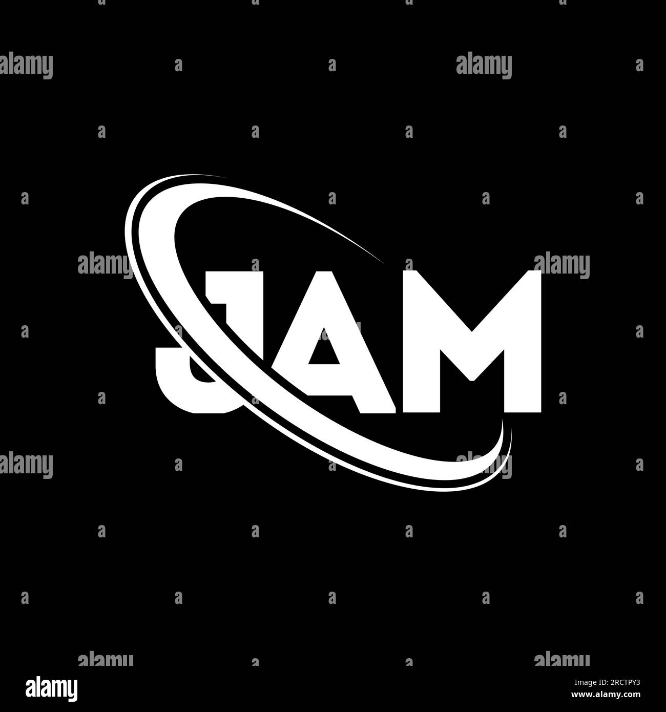 Logo JAM. Lettera DI INCEPPAMENTO. Logo JAM Letter. Logo JAM iniziali associato al logo del cerchio e al logo del monogramma maiuscolo. MARMELLATA tipografica per tecnologia, attività commerciali Illustrazione Vettoriale