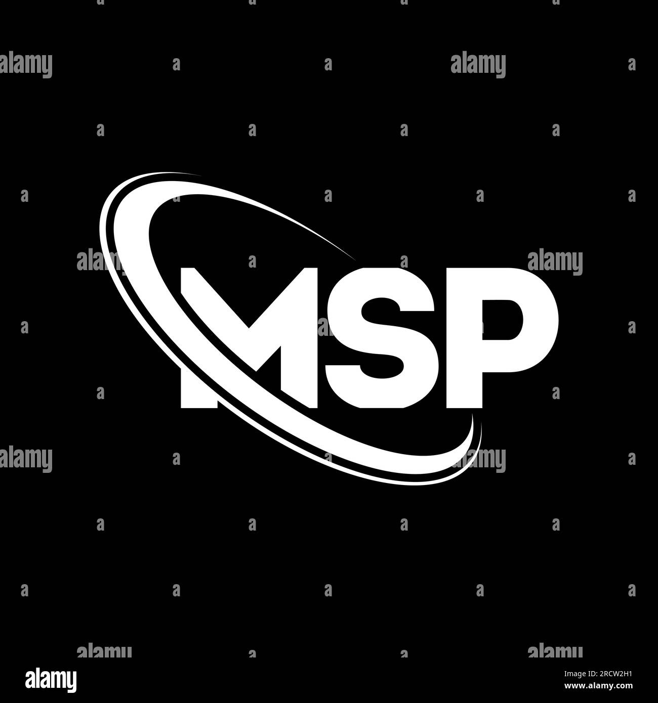 Logo MSP. Lettera MSP. Logo MSP Letter. Iniziali logo MSP associato a un logo con cerchio e monogramma maiuscolo. Tipografia MSP per la tecnologia, le aziende Illustrazione Vettoriale