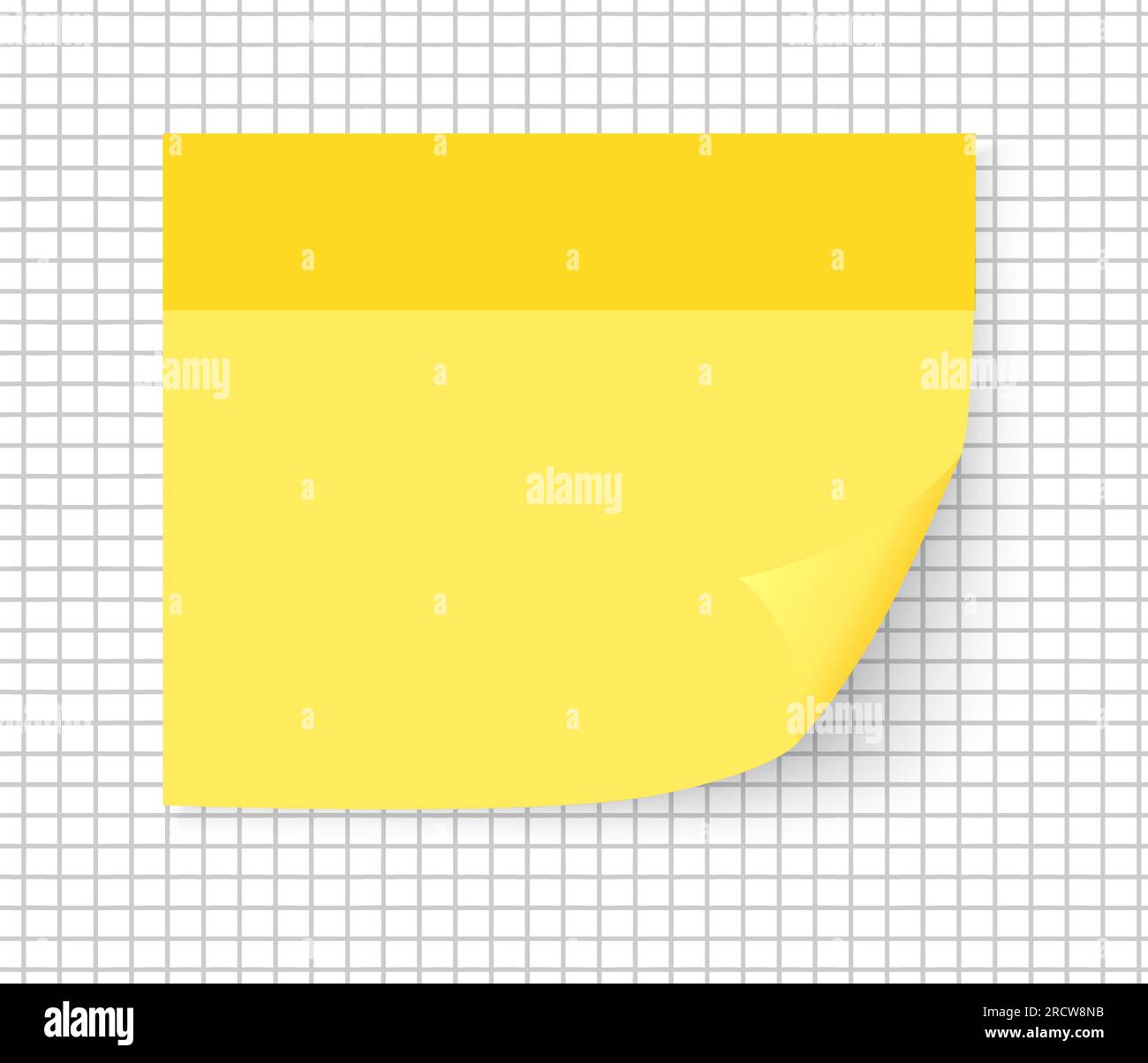Nota adesiva gialla isolata su un foglio in una gabbia. Modello per i progetti. Vettore Illustrazione Vettoriale