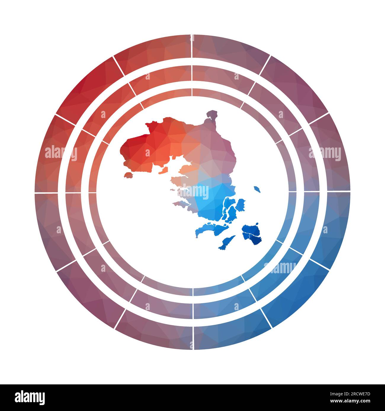 Distintivo di Bintan Island. Logo Gradient lucido in stile poly basso. Illustrazione Vettoriale