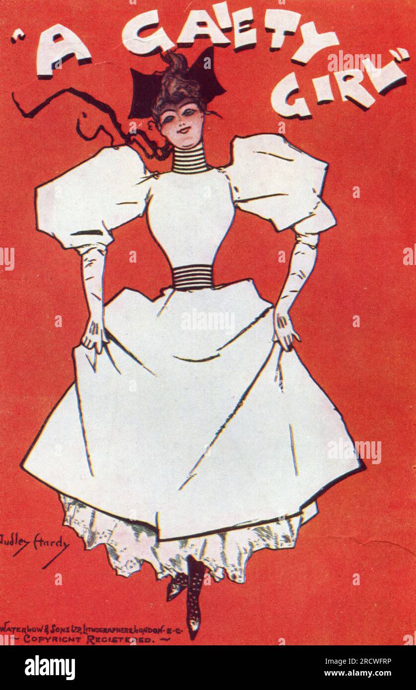 Pubblicità, teatro, commedia musicale 'A Gaiety Girl', produttore: George Edwardes, libro: Owen Hall, DIRITTI AGGIUNTIVI-CLEARANCE-INFO-NOT-AVAILABLE Foto Stock