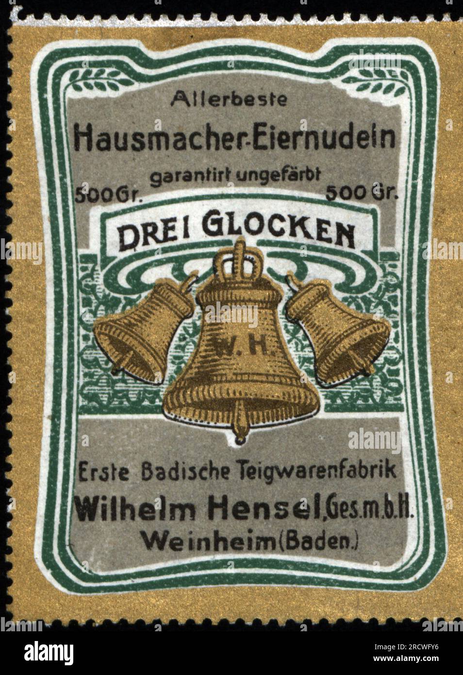 Pubblicità, cibo, spaghetti all'uovo Drei Glocken, manifattura di pasta Baden Wilhelm Hensel, GmbH, Weinheim, ADDITIONAL-RIGHTS-CLEARANCE-INFO-NOT-AVAILABLE Foto Stock