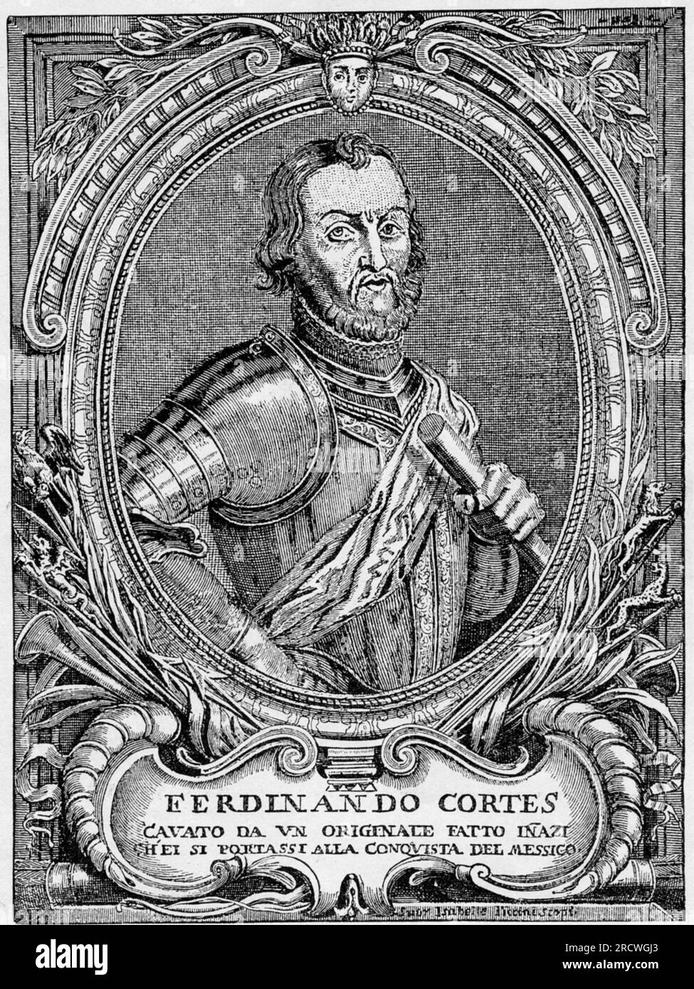 Cortes, Hernan, 1485 - 2.12.1547, conquistador spagnolo, governatore generale della nuova Spagna 1521 - 1530, ADDITIONAL-RIGHTS-CLEARANCE-INFO-NOT-AVAILABLE Foto Stock