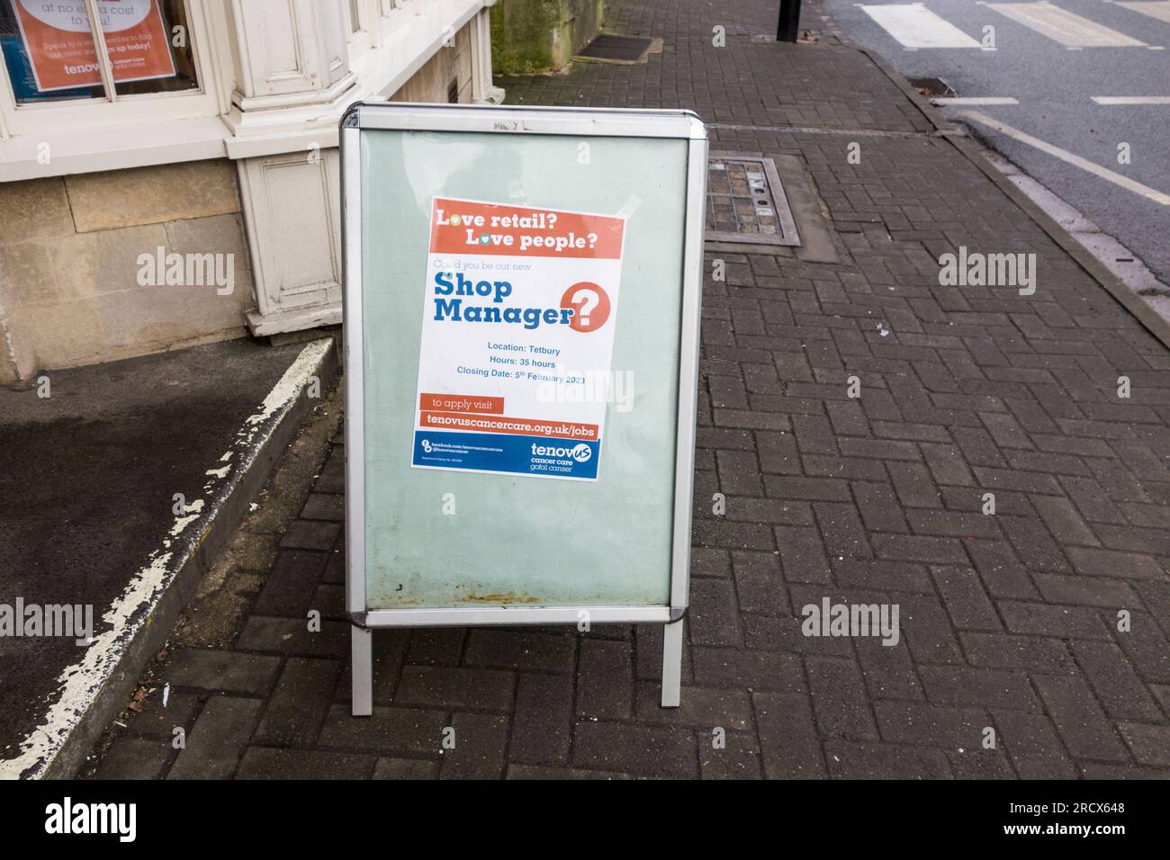 Display del Consiglio di reclutamento, Tetbury, Gloucestershire, Regno Unito Foto Stock