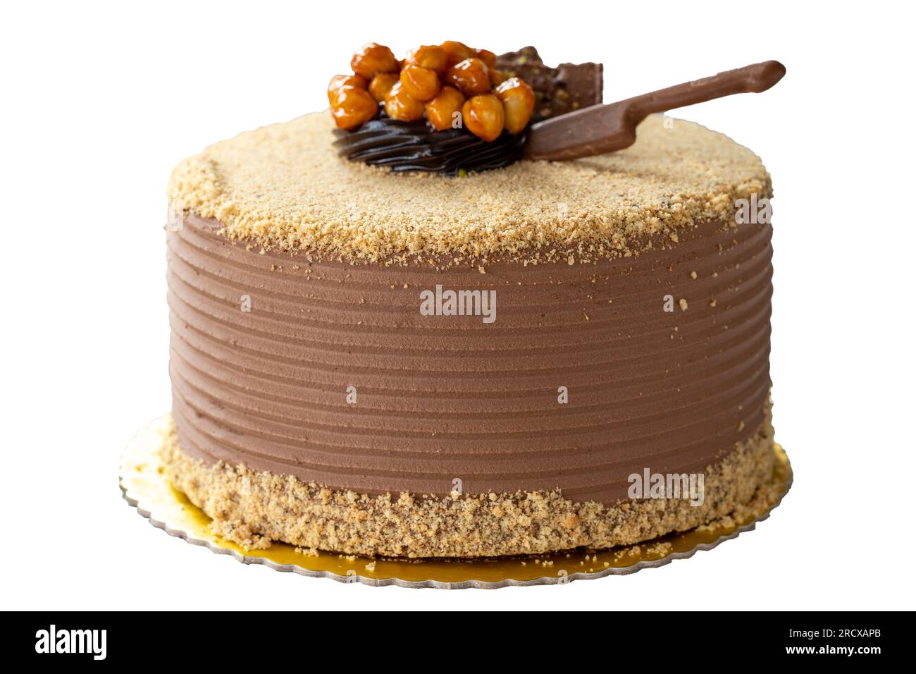 Torta di compleanno. Torta celebrativa isolata su sfondo bianco. primo piano Foto Stock