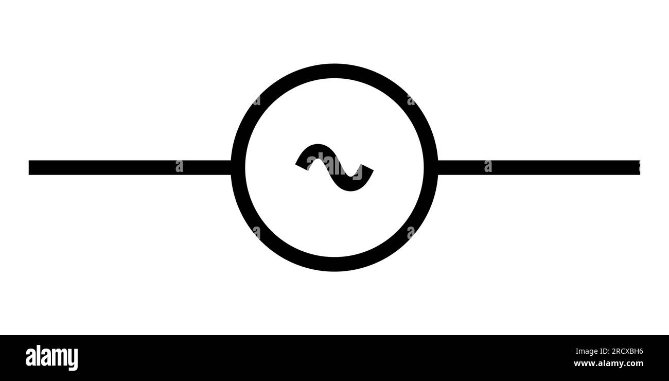 Icona simbolo della sorgente di tensione CA illustrazione vettoriale Illustrazione Vettoriale