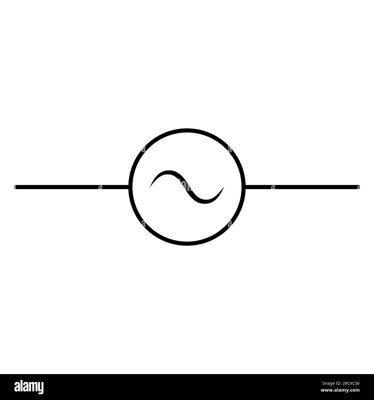 Icona simbolo della sorgente di tensione CA illustrazione vettoriale Illustrazione Vettoriale