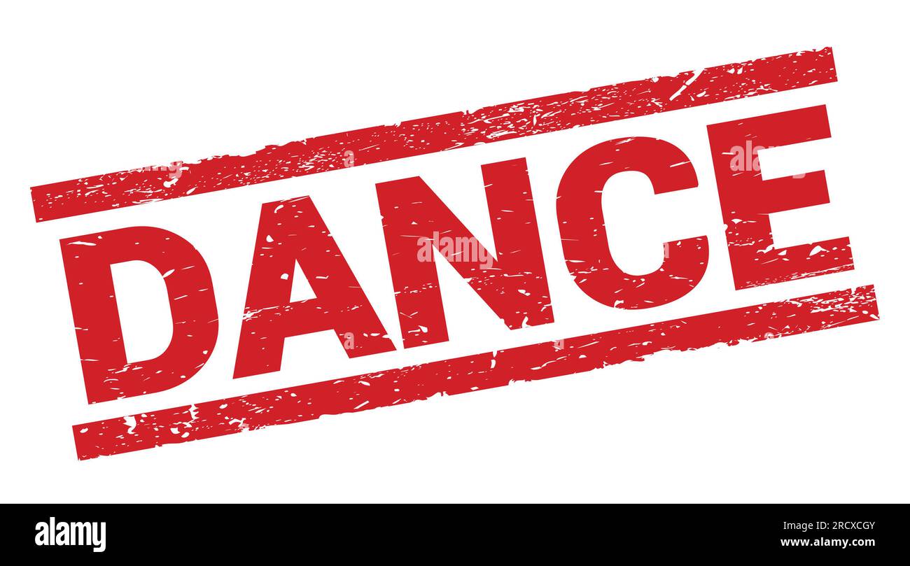 Testo DELLA DANZA scritto sul simbolo rosso del rettangolo. Foto Stock