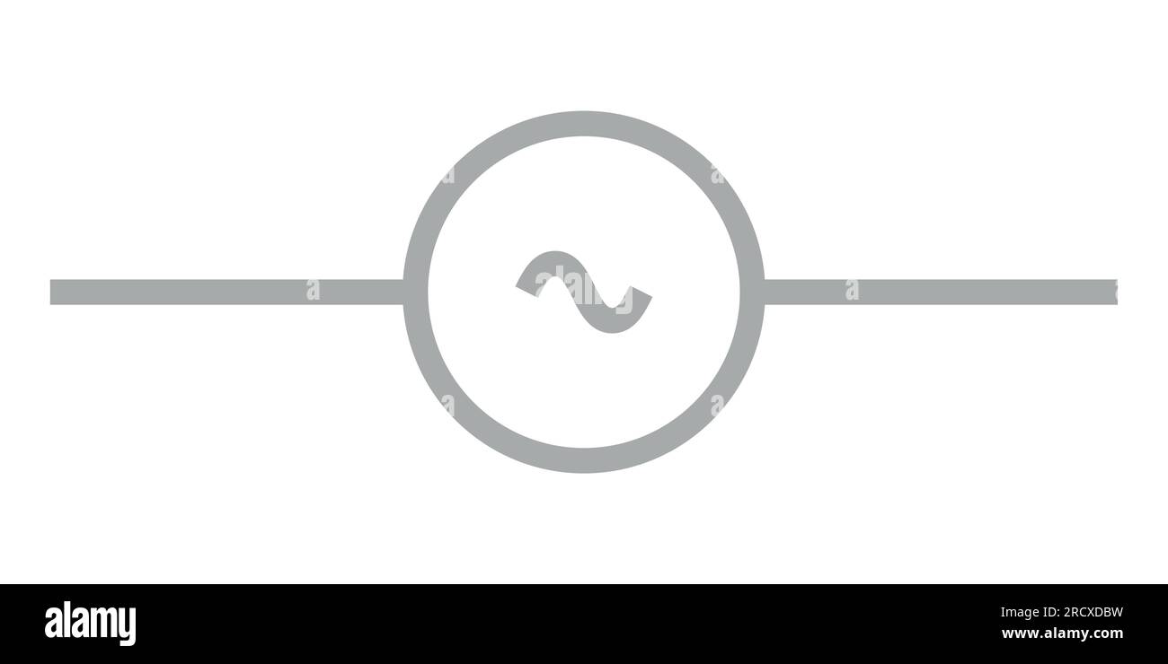 Icona simbolo della sorgente di tensione CA illustrazione vettoriale Illustrazione Vettoriale