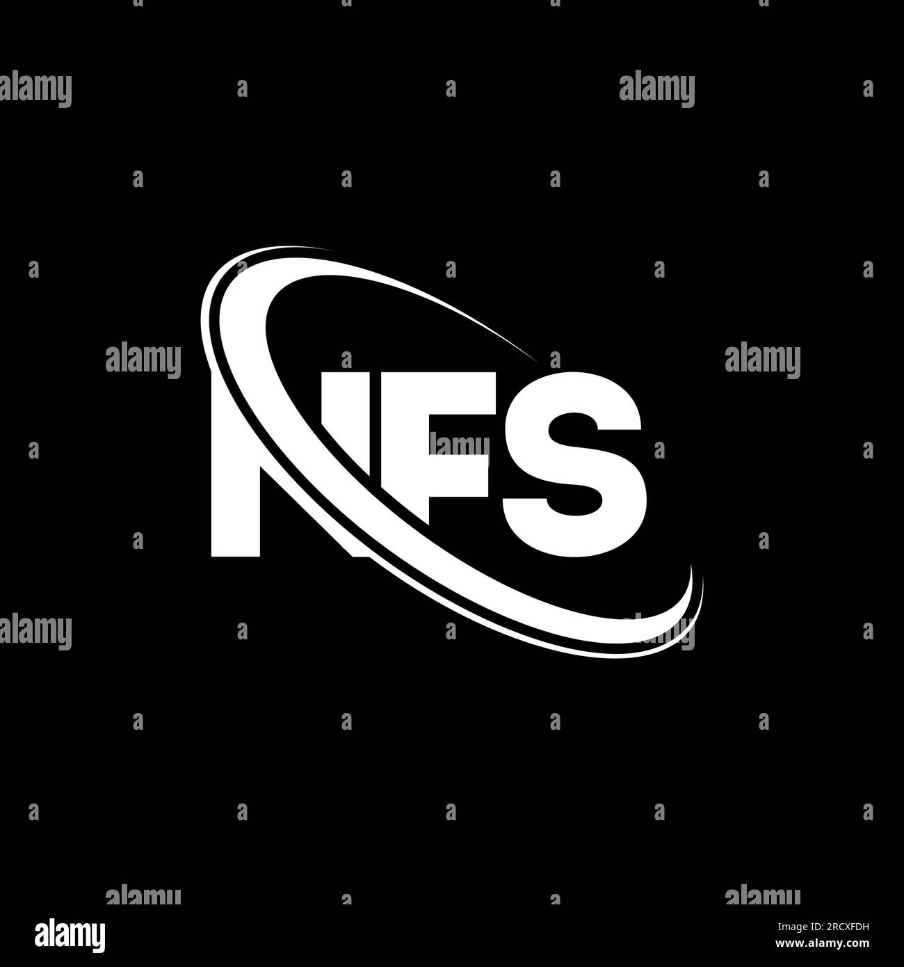 Logo NFS. Lettera NFS. Logo NFS Letter. Iniziali logo NFS associato a un cerchio e un monogramma maiuscolo. Tipografia NFS per tecnologia, attività commerciali Illustrazione Vettoriale