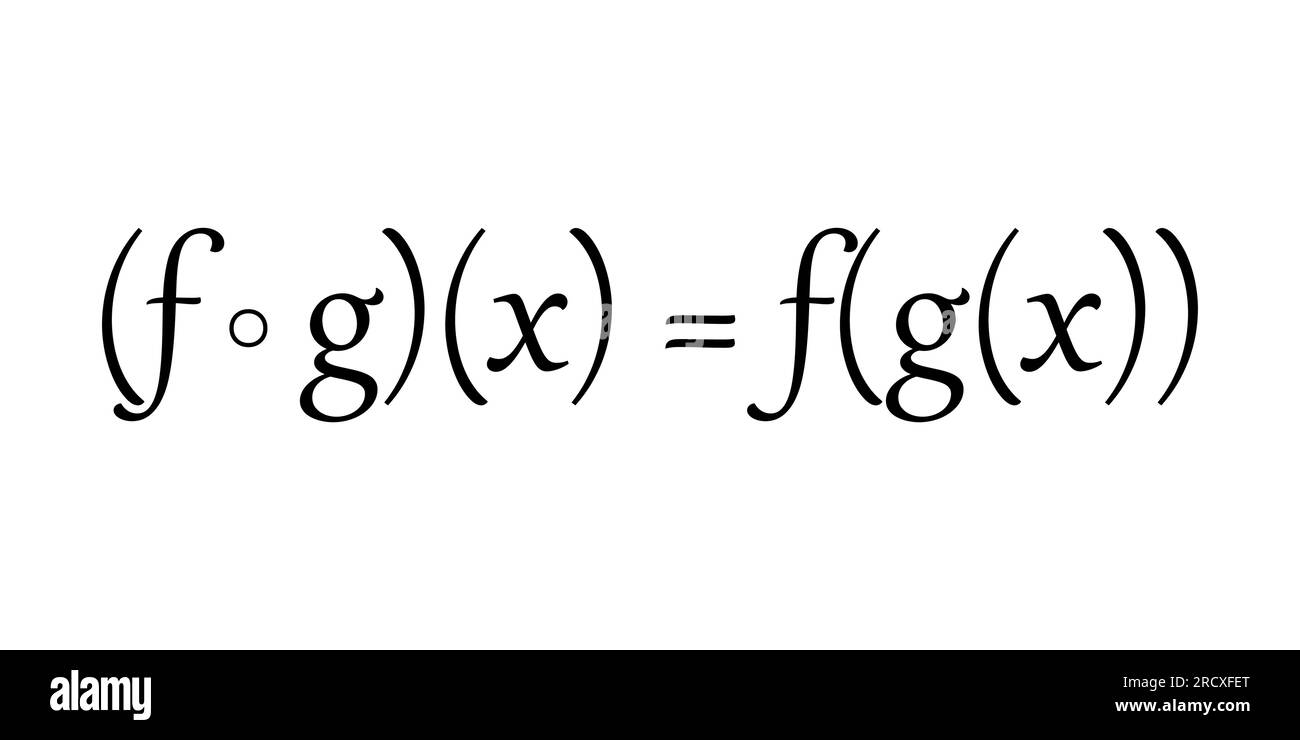Composizione di due funzioni in matematica. Illustrazione vettoriale scientifica isolata su sfondo bianco. Illustrazione Vettoriale