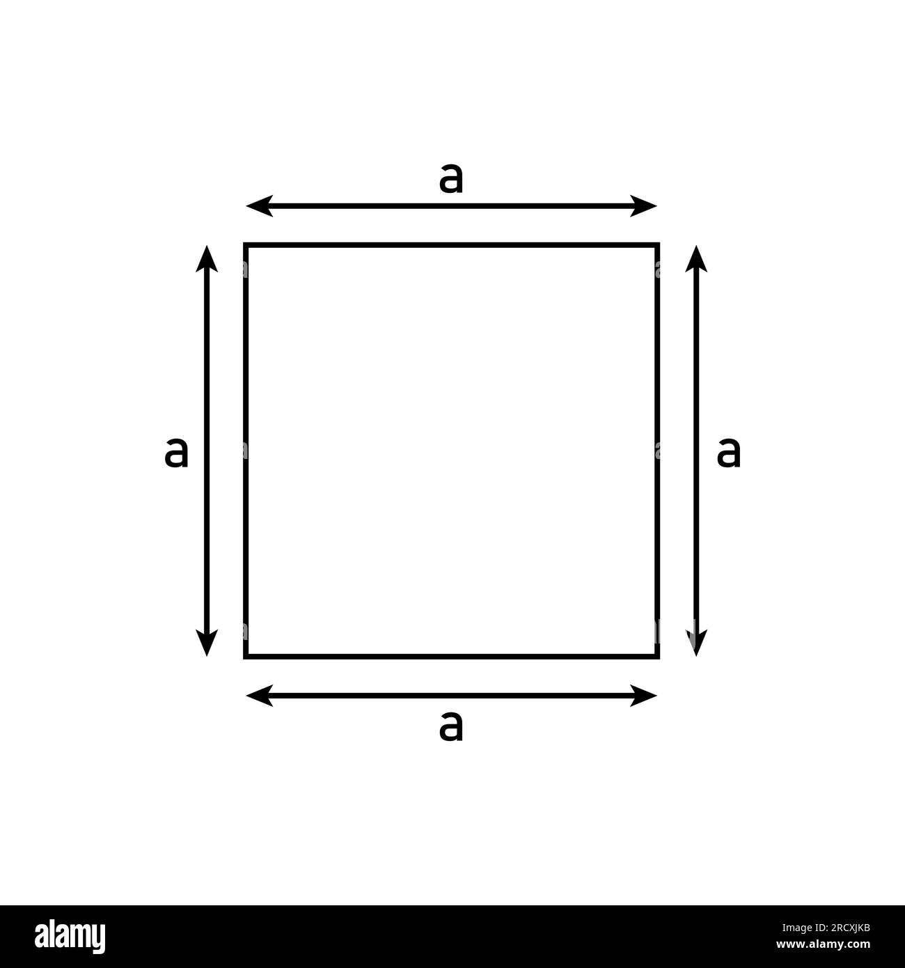 Formula area di forme quadrate. Formule di area per forme quadrate 2D. Illustrazione vettoriale isolata su sfondo bianco. Illustrazione Vettoriale
