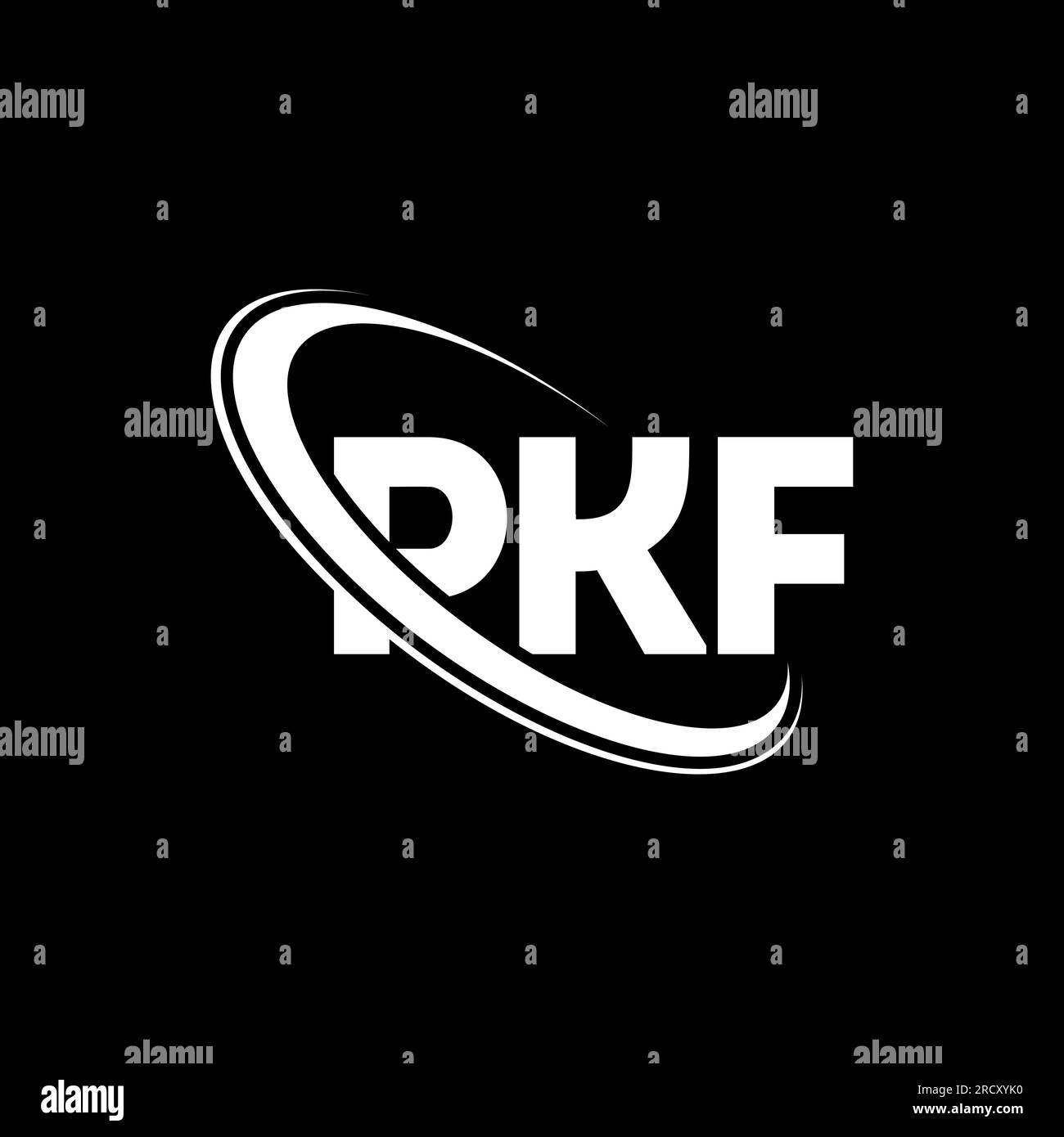 Logo PKF. Lettera PKF. Logo PKF Letter. Iniziali logo PKF associato a cerchio e logo monogramma maiuscolo. Tipografia PKF per tecnologia, attività commerciali Illustrazione Vettoriale