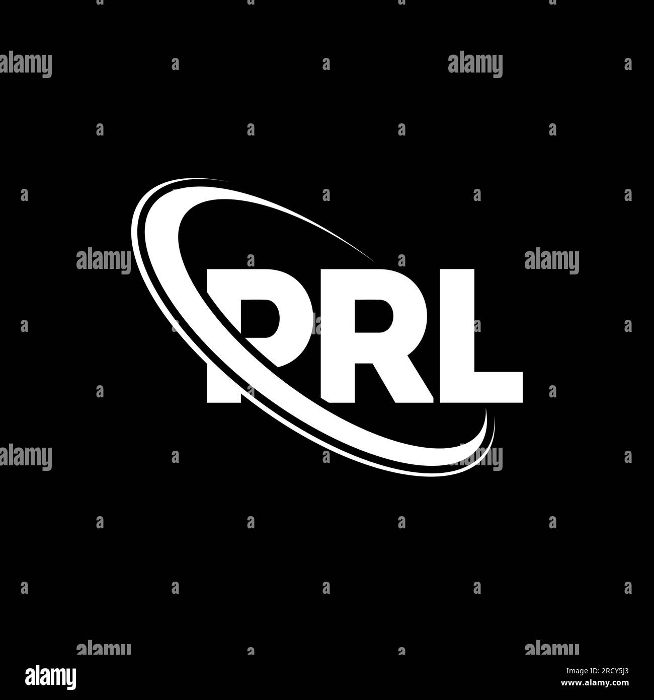 Logo PRL. Lettera PRL. Logo PRL Letter. Iniziali logo PRL associato a un logo con cerchio e monogramma maiuscolo. Tipografia PRL per la tecnologia, le aziende Illustrazione Vettoriale