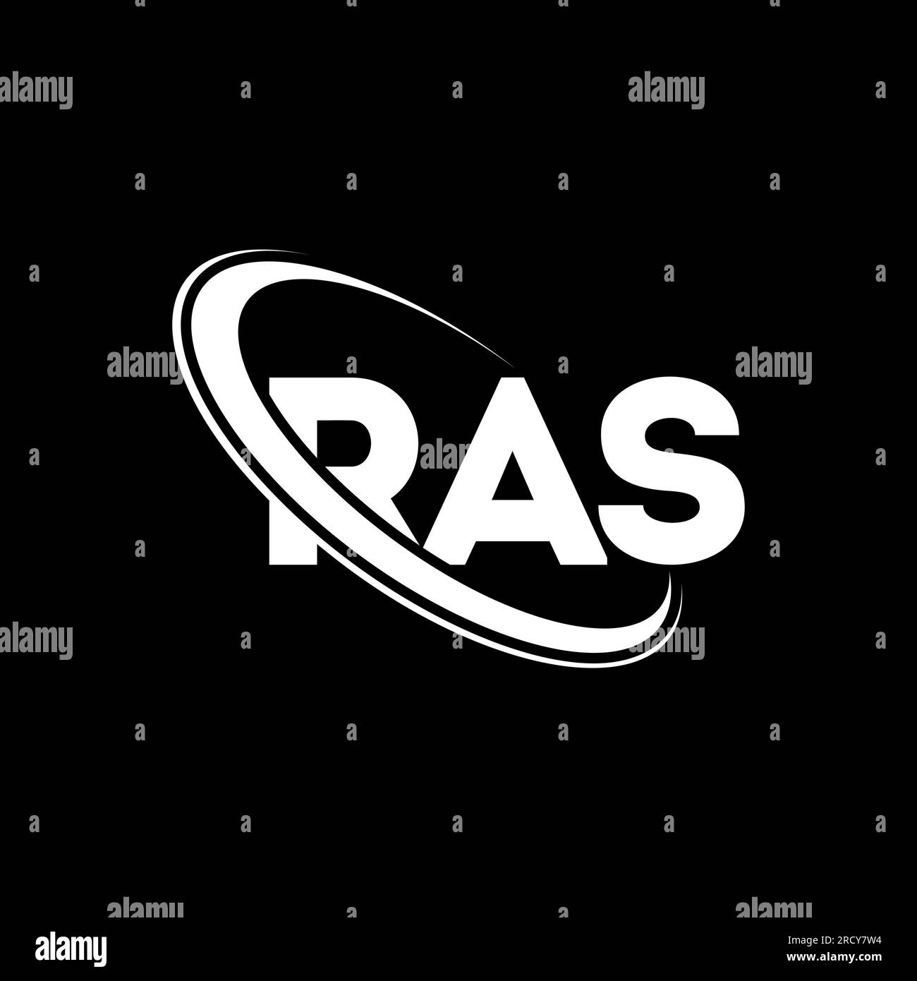 Logo RAS. Lettera RAS. Logo RAS Letter. Logo RAS con logo circolare e monogramma maiuscolo. Tipografia RAS per tecnologia, attività commerciali Illustrazione Vettoriale