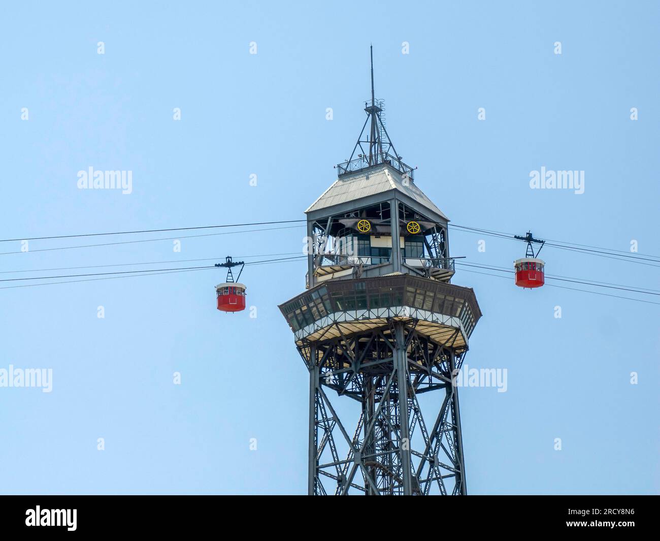 Funivia del Porto, Torre Jaume i teleferico Barcellona Spagna Foto Stock